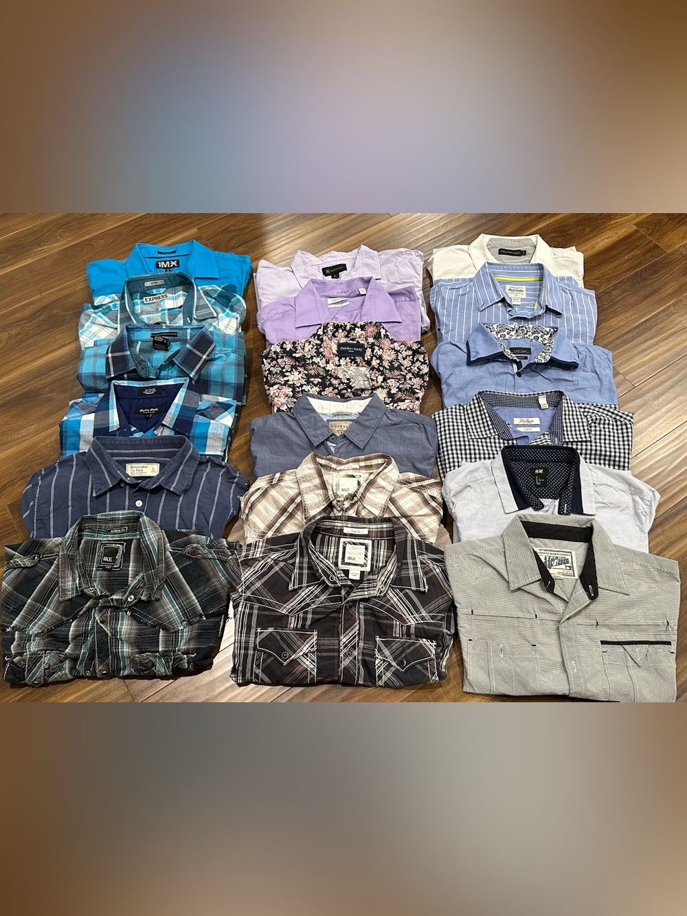 Bundle 18 Men's Mixed Dress Shirts Sz Large